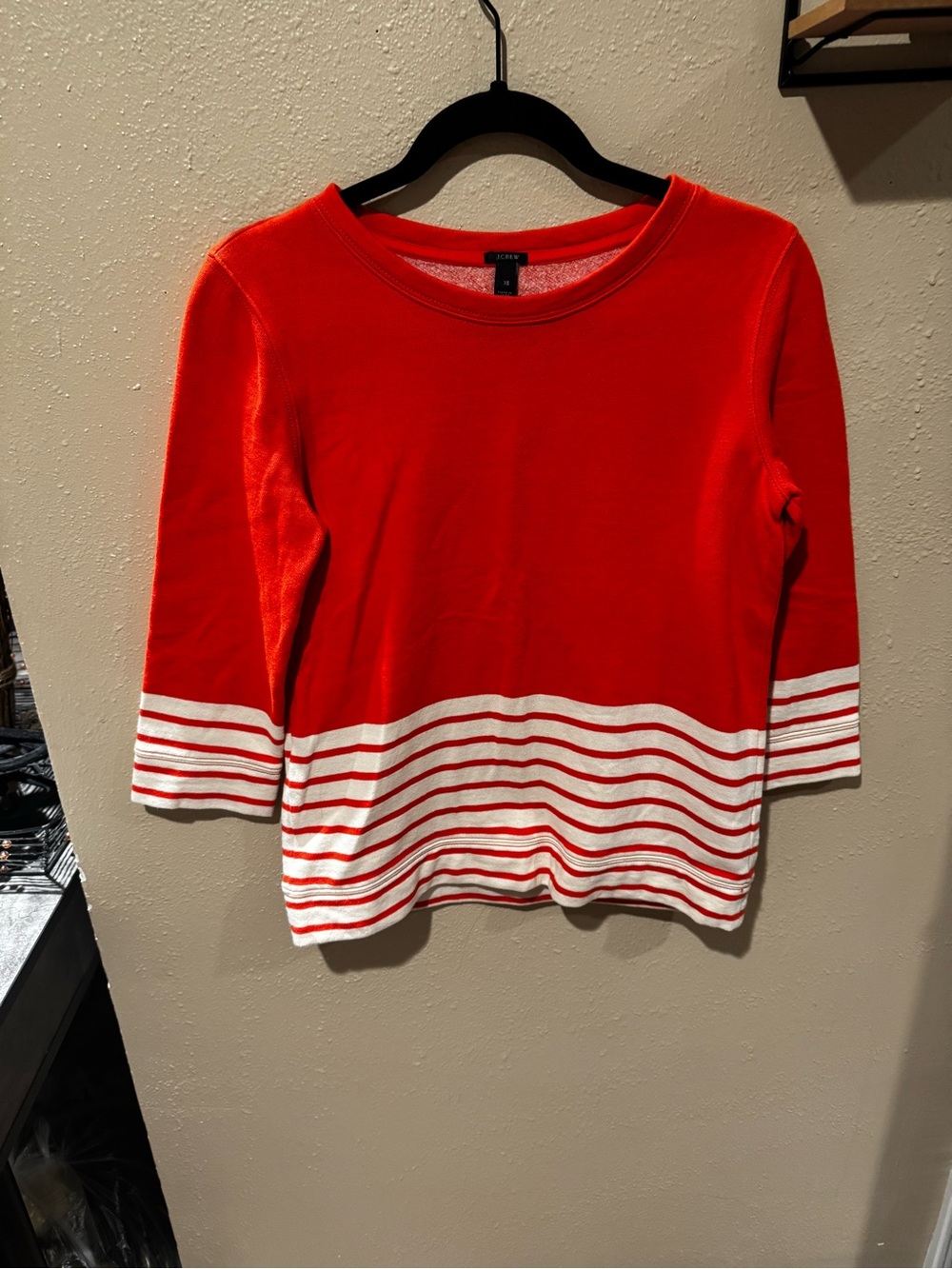 J. Crew Red Long Sleeve Tee with White Stripes